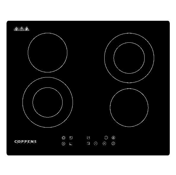 Anafe Eléctrico Coppens Ec460-6802, Vitrocerámico, 59Cm, 4 Hornallas, 9 Niveles Negro (Aevcop6802)