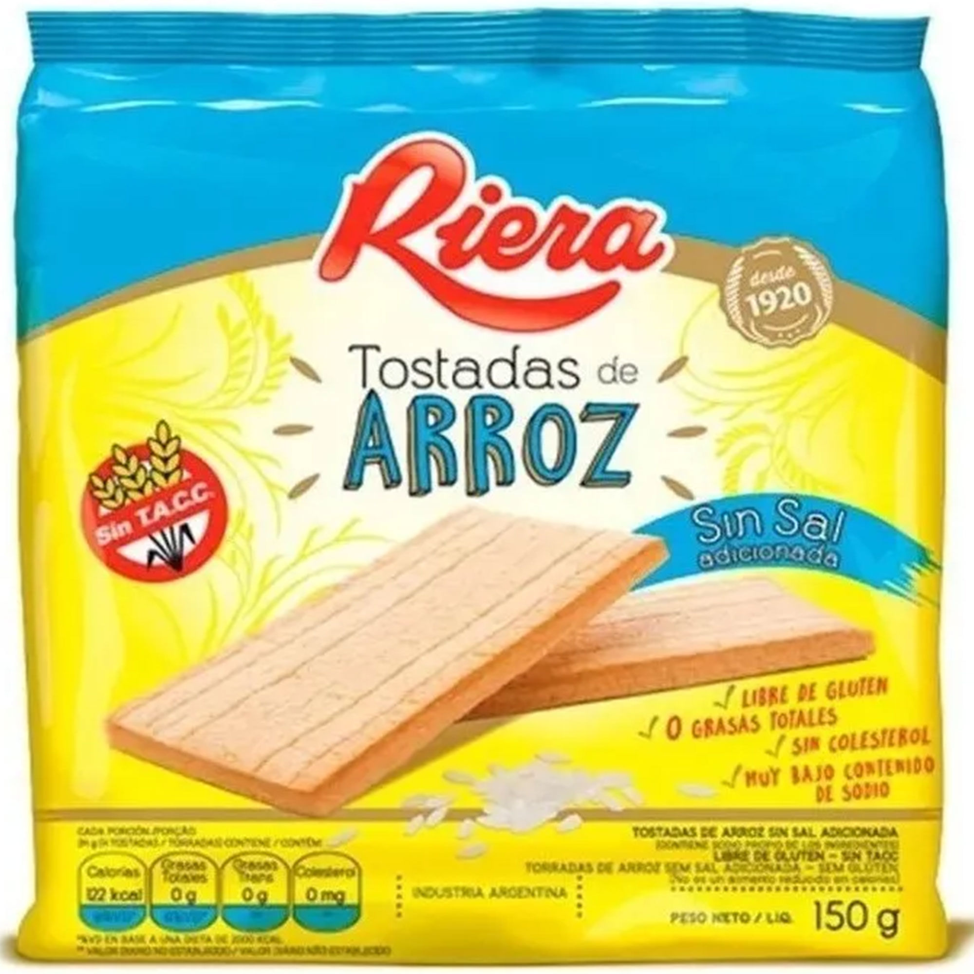 Tostadas de arroz Riera sin sal 150 grs