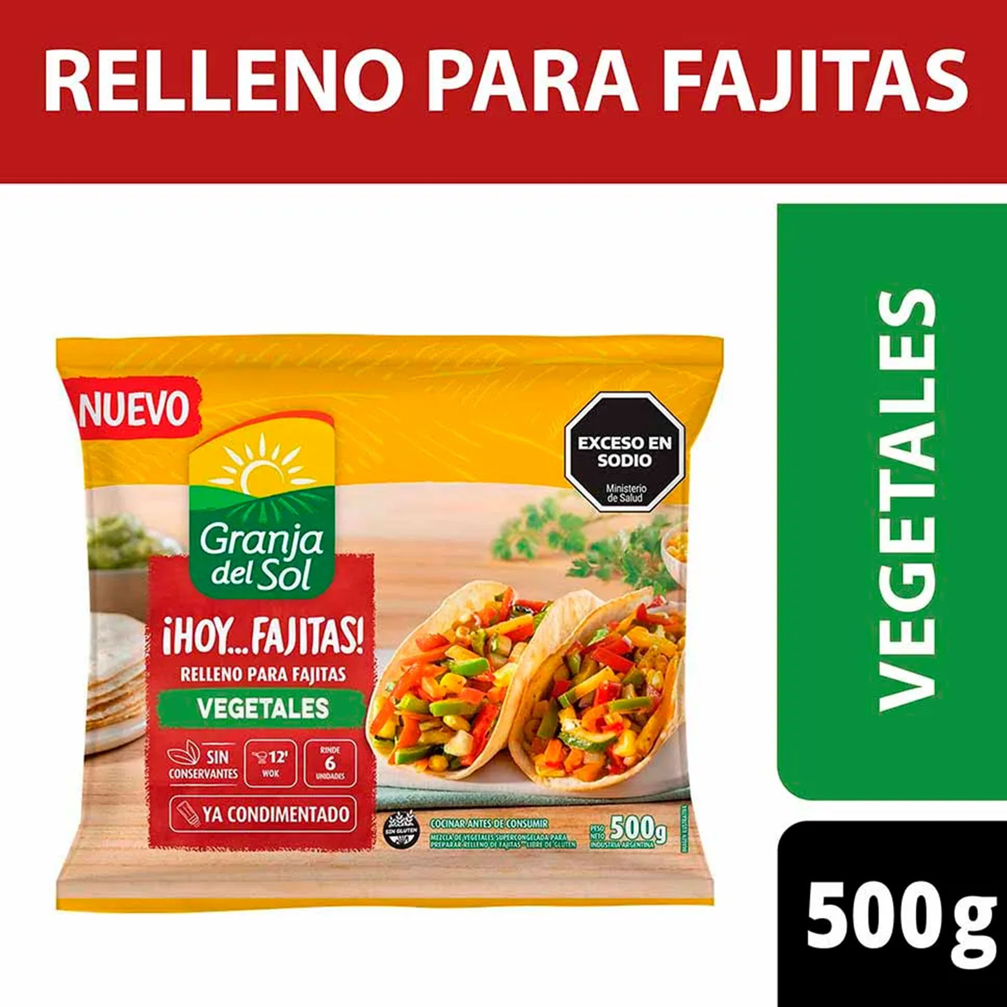 Relleno para fajitas vegetales Granja del Sol 500 grs