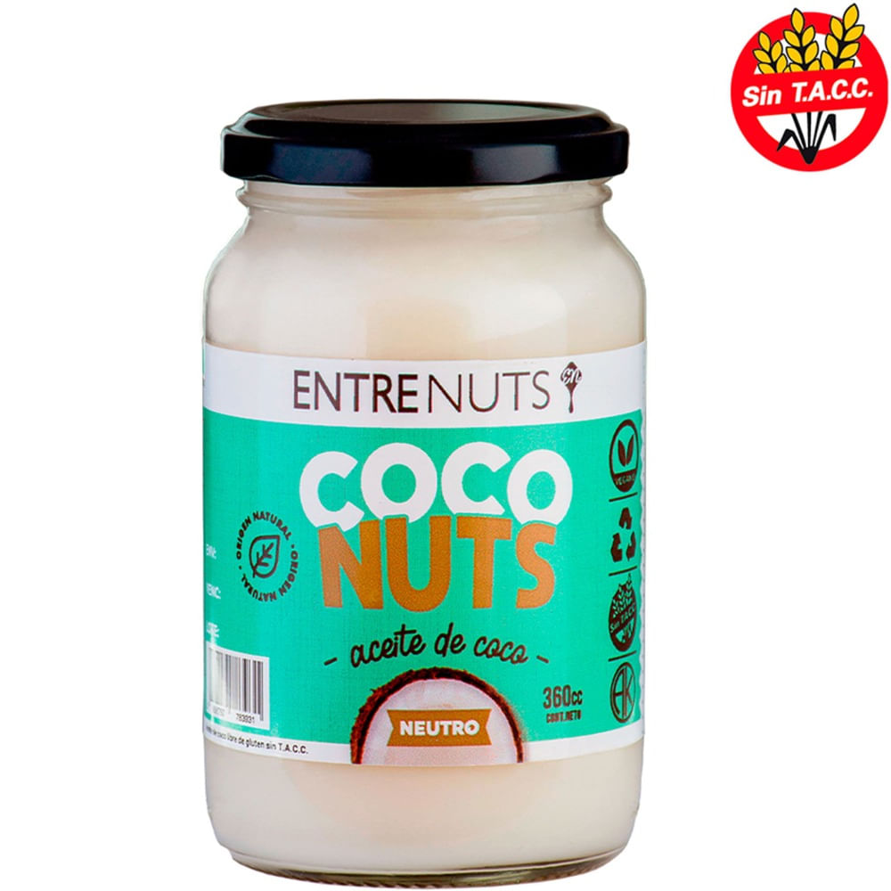 Aceite de coco Entrenuts frasco 360 cc.