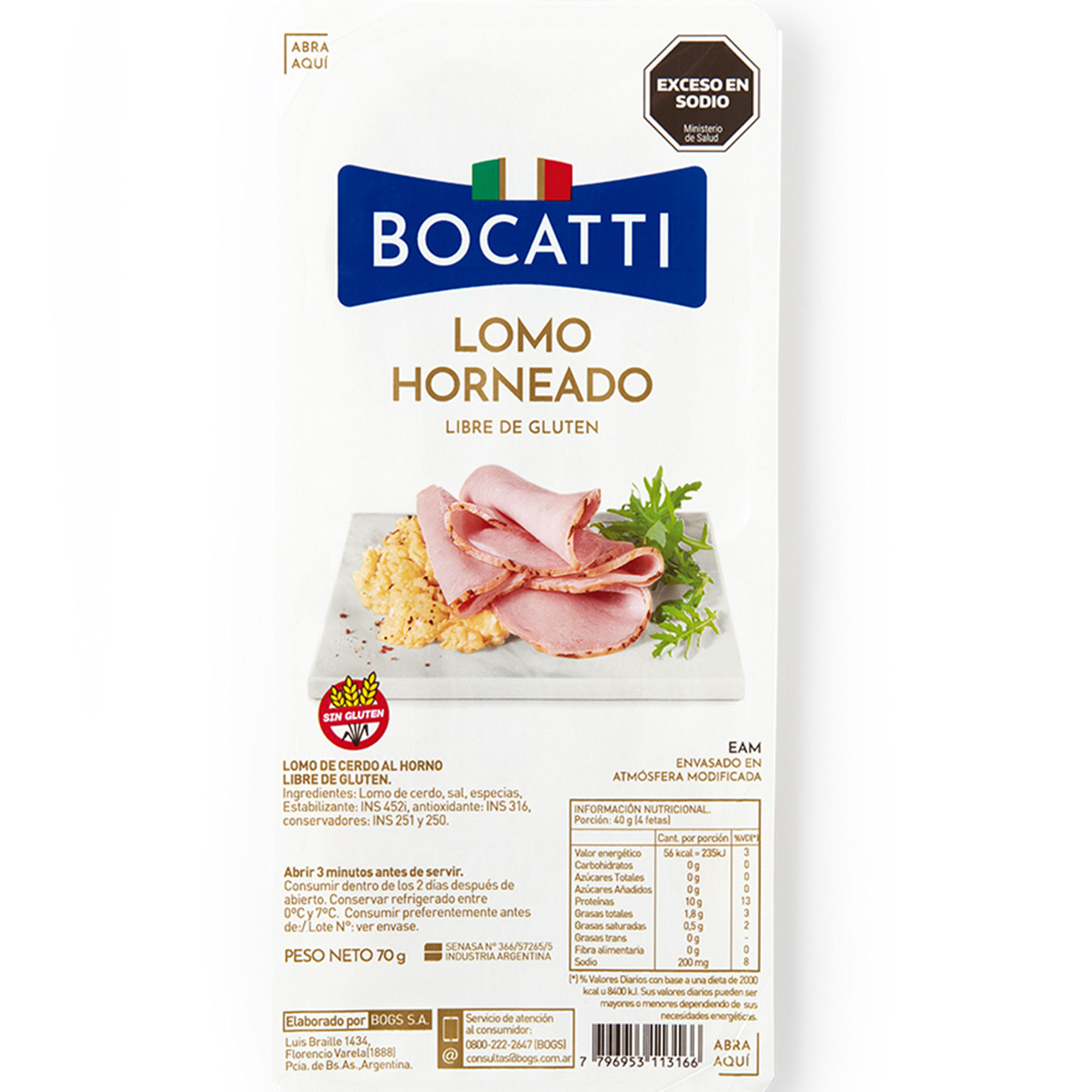 Lomo de cerdo feteado Bocatti horneado 70 g.