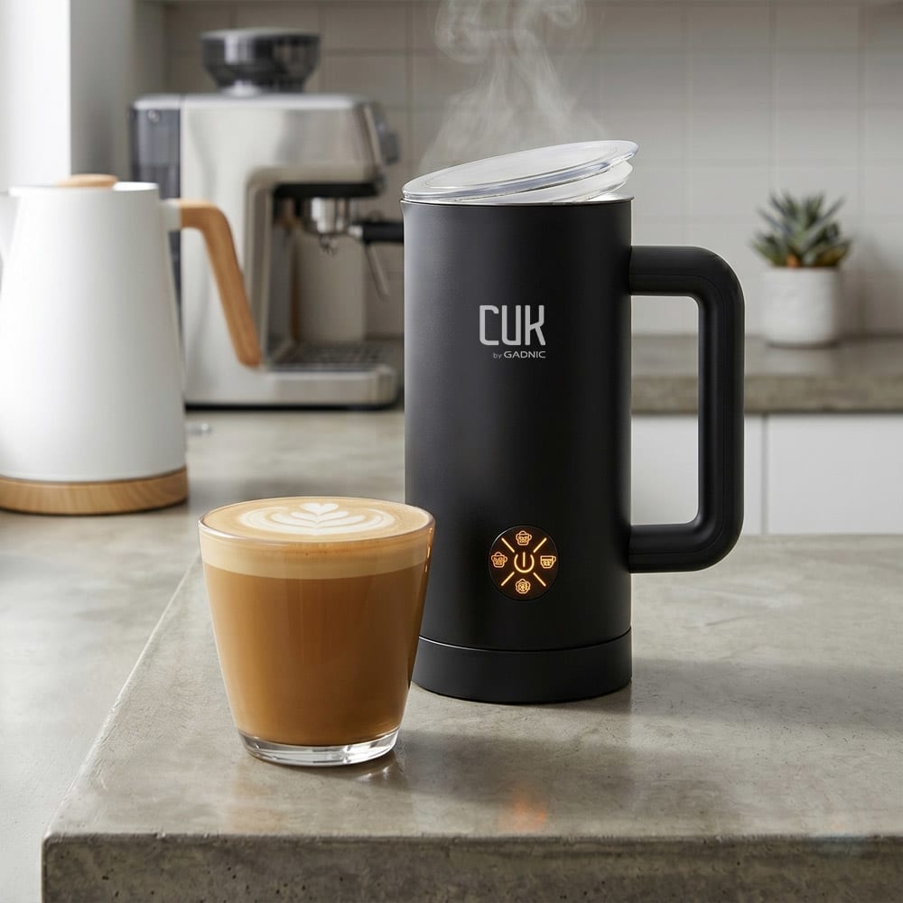Espumador De Leche Cuk By Gadnic 4 Funciones 450 Ml Espuma Cremosa 500w Acero Inoxidable (Color Negro)