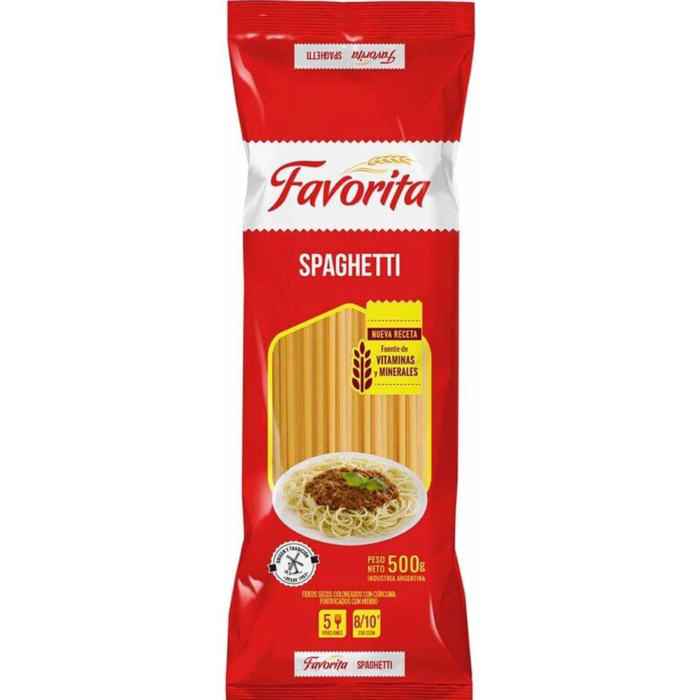 Fideos spaghetti fortificado Favorita 500 g.