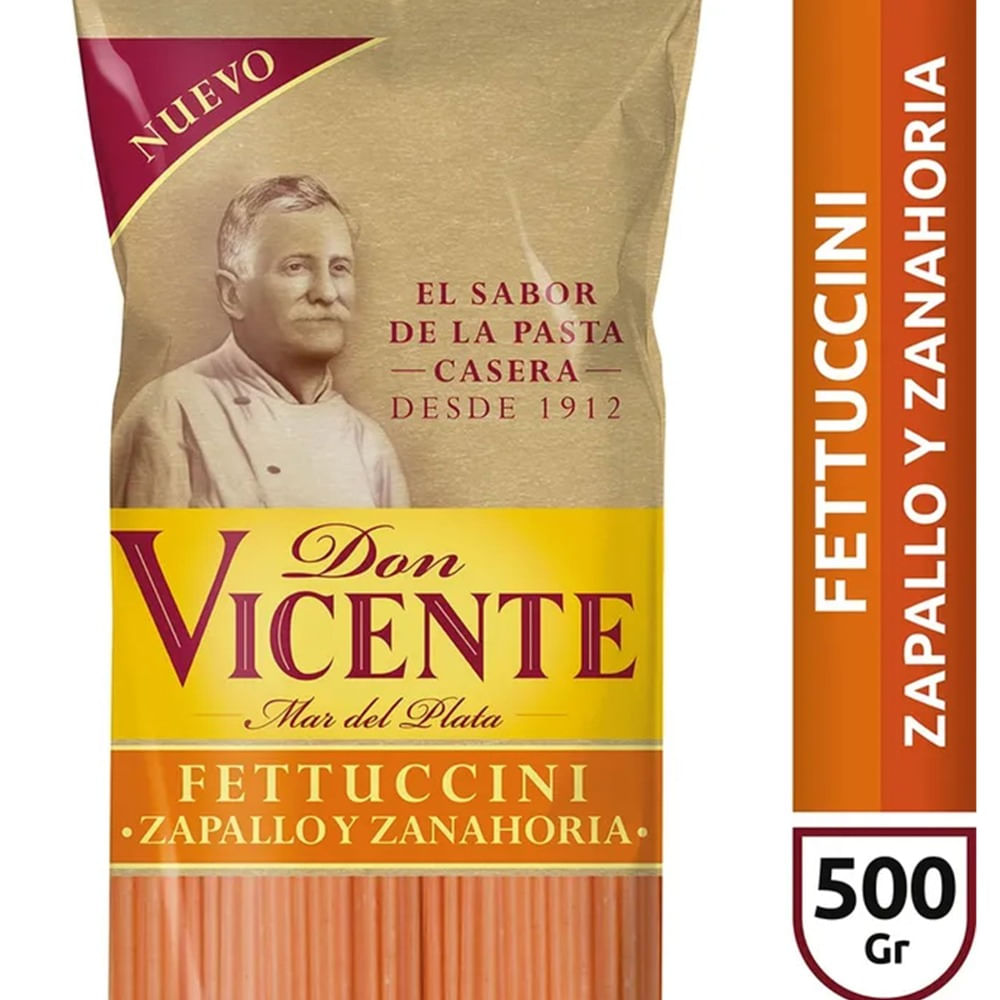 Fideos fettuccini Don Vicente de zapallo y zanahoria 500 grs