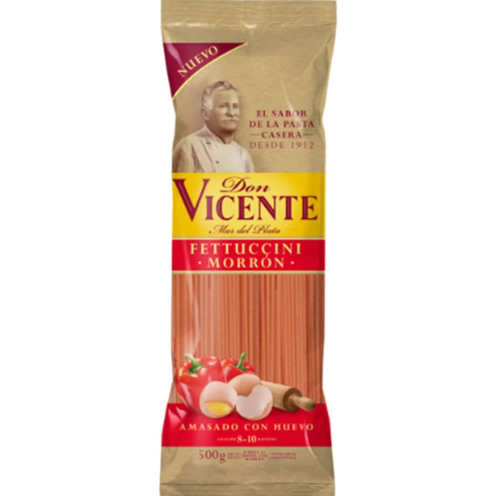 Fideos Don Vicente Fettuccini Morrón 500 G