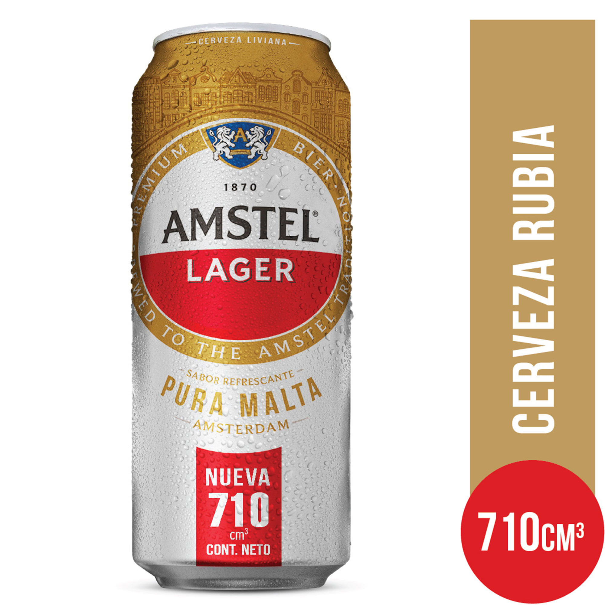 Cerveza Rubia Amstel Lager 710 Ml