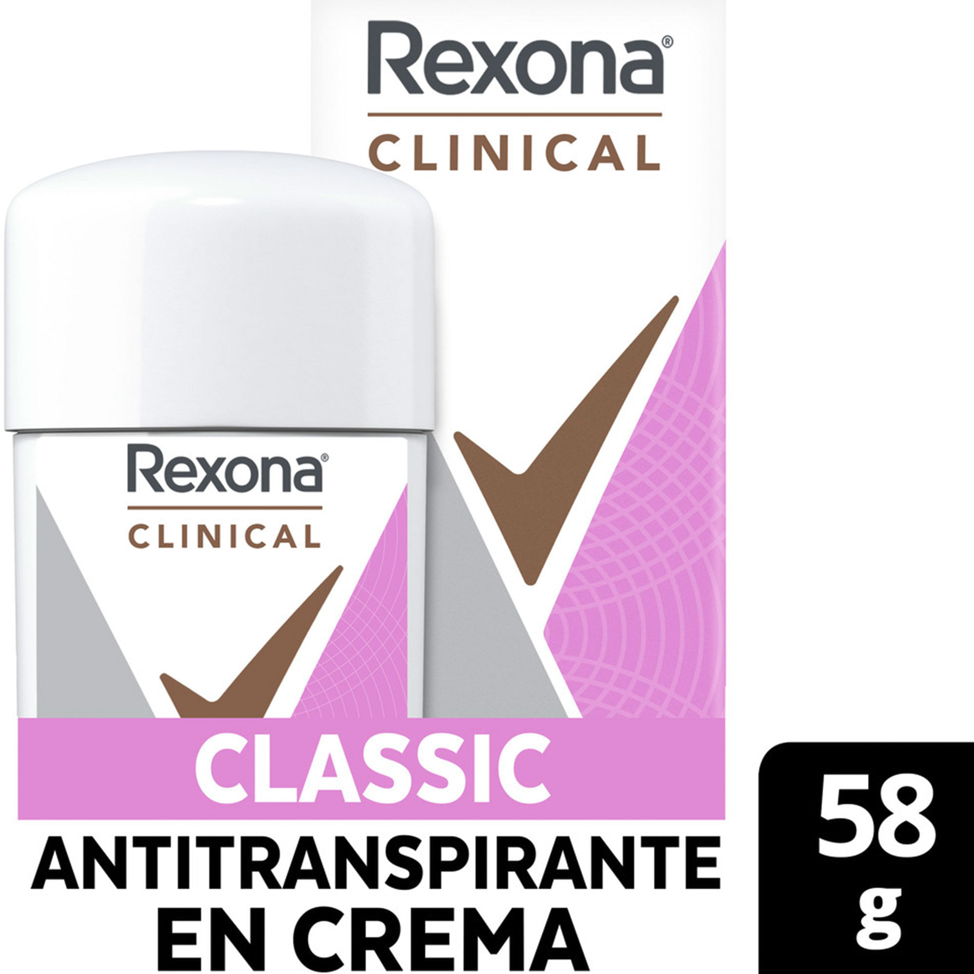 Antitranspirante femenino en crema Rexona Clinical Classic 58 grs