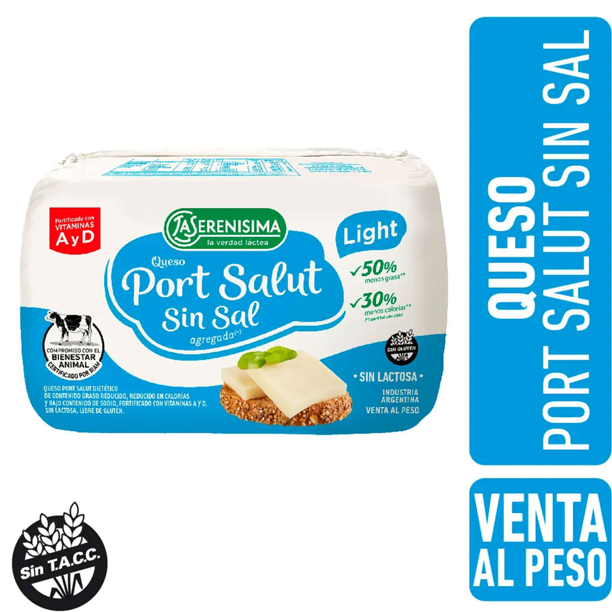 Queso port salut La Serenísima sin sal fraccionado x kg