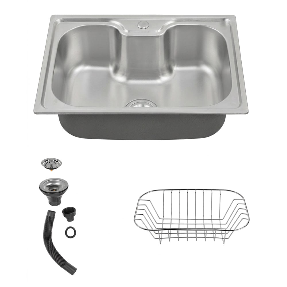 Bacha Cocina Rieti By Gadnic 60x42x20 cm Acero Inoxidable SUS 201 Espesor 07 mm Instalacion Sobre Mesada