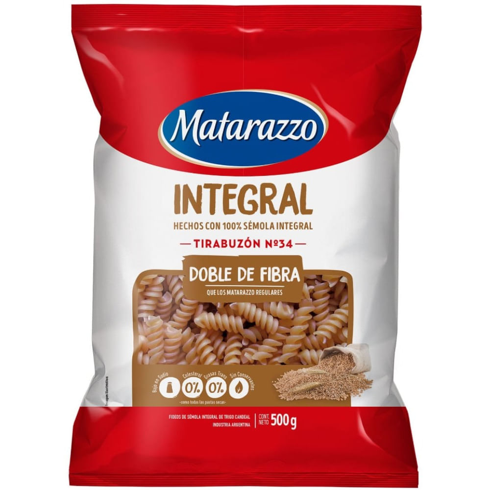 Fideos Matarazzo Tirabuzón Integral 500 G