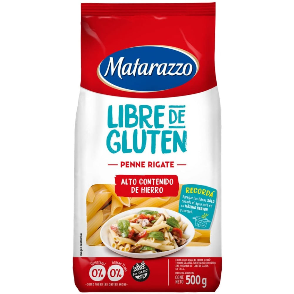 Fideos Penne Rigate Matarazzo Libre De Gluten 500gr