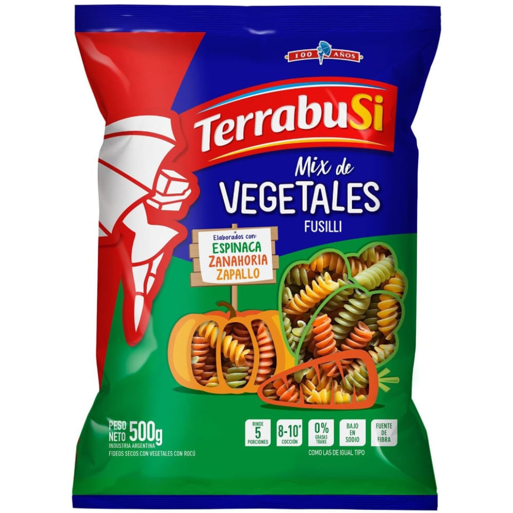 Fideos Terrabusi Fusilli Mix De Vegetales 500 G