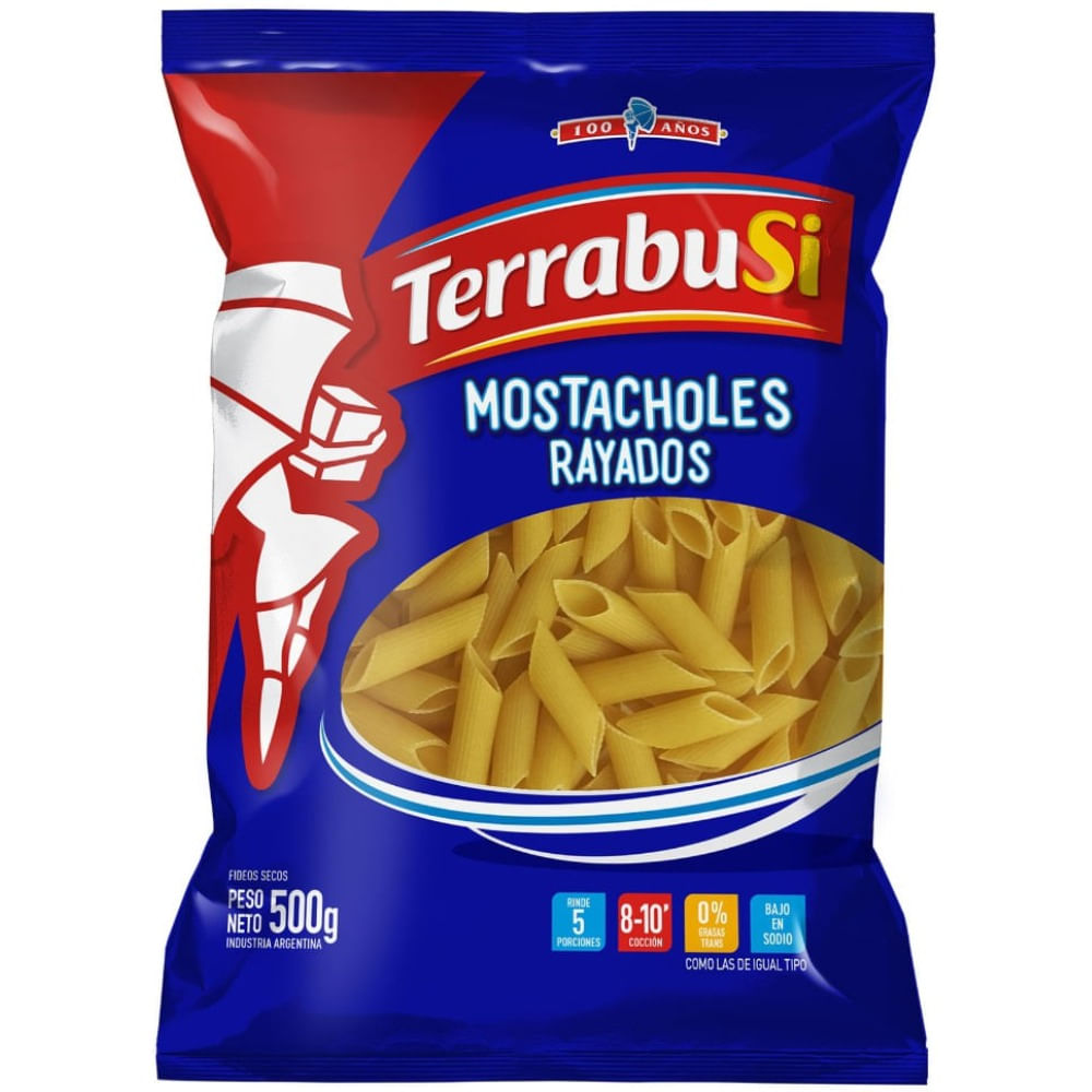 Fideos mostacholes Terrabusi rayados 500 g.