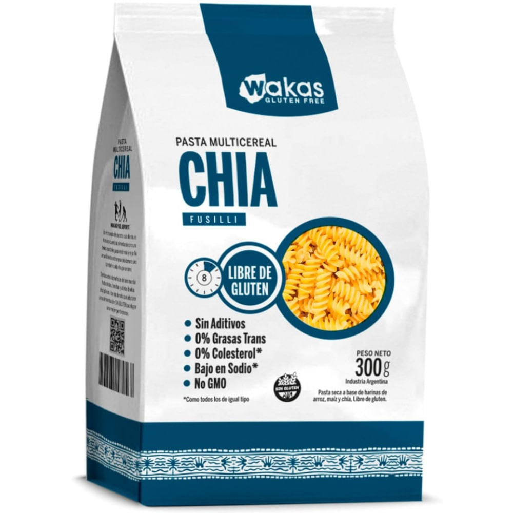 Fideos Multicereal Wakas Chia Fusilli 300 G