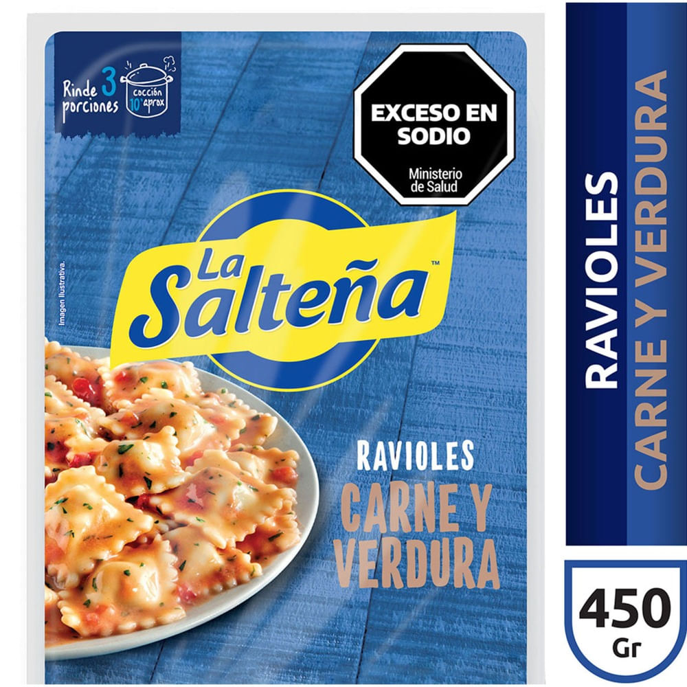 Ravioles La salteña de carne y verdura blister 450 g.