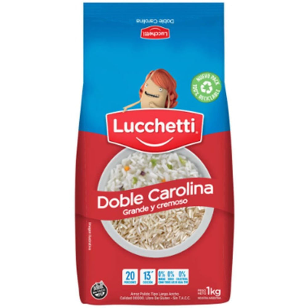 Arroz doble carolina Lucchetti 1 kg.