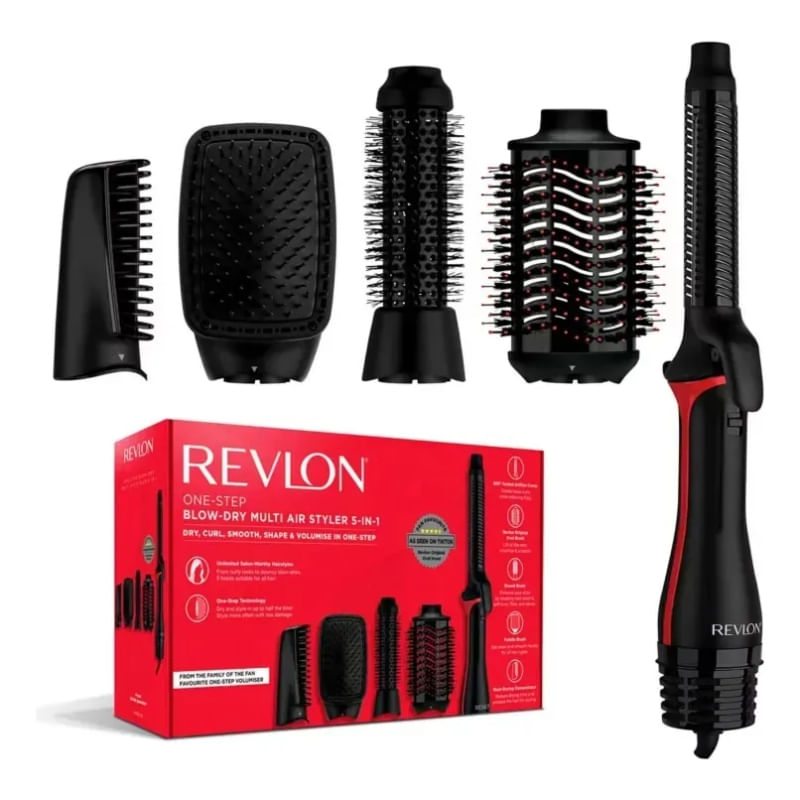 Cepillo Revlon 5 En 1 Multi Air Styler Negro Rvdr5370la2av1
