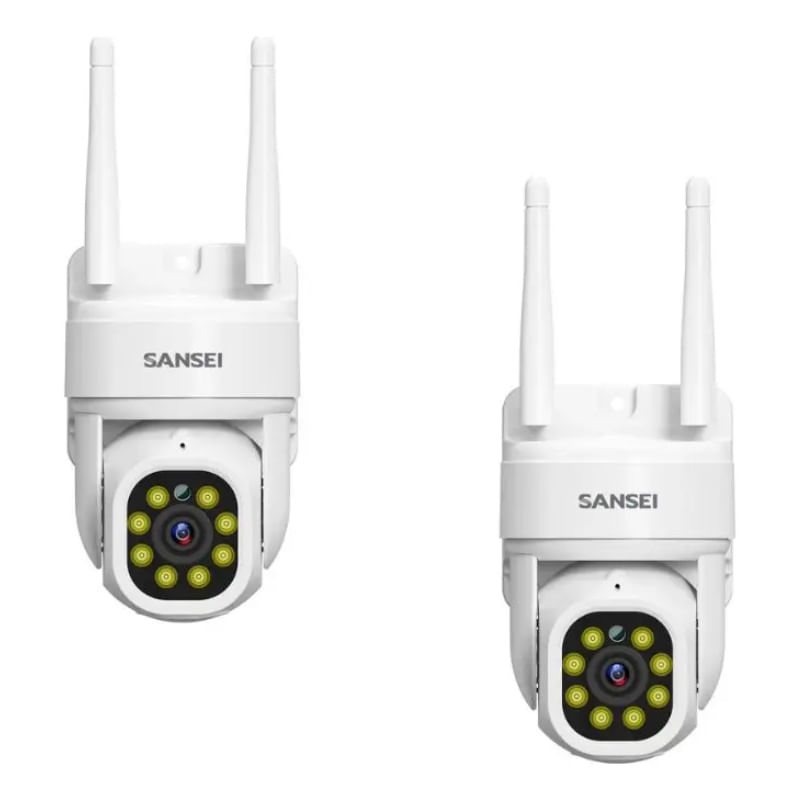 Combo Camara De Seguridad Exterior Sansei Wifi 3mp Blanco Combo94ssc23o