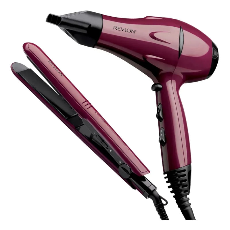 Set Revlon Secador 2000w Planchita 210c Rojo Rvdr5230rla2av1