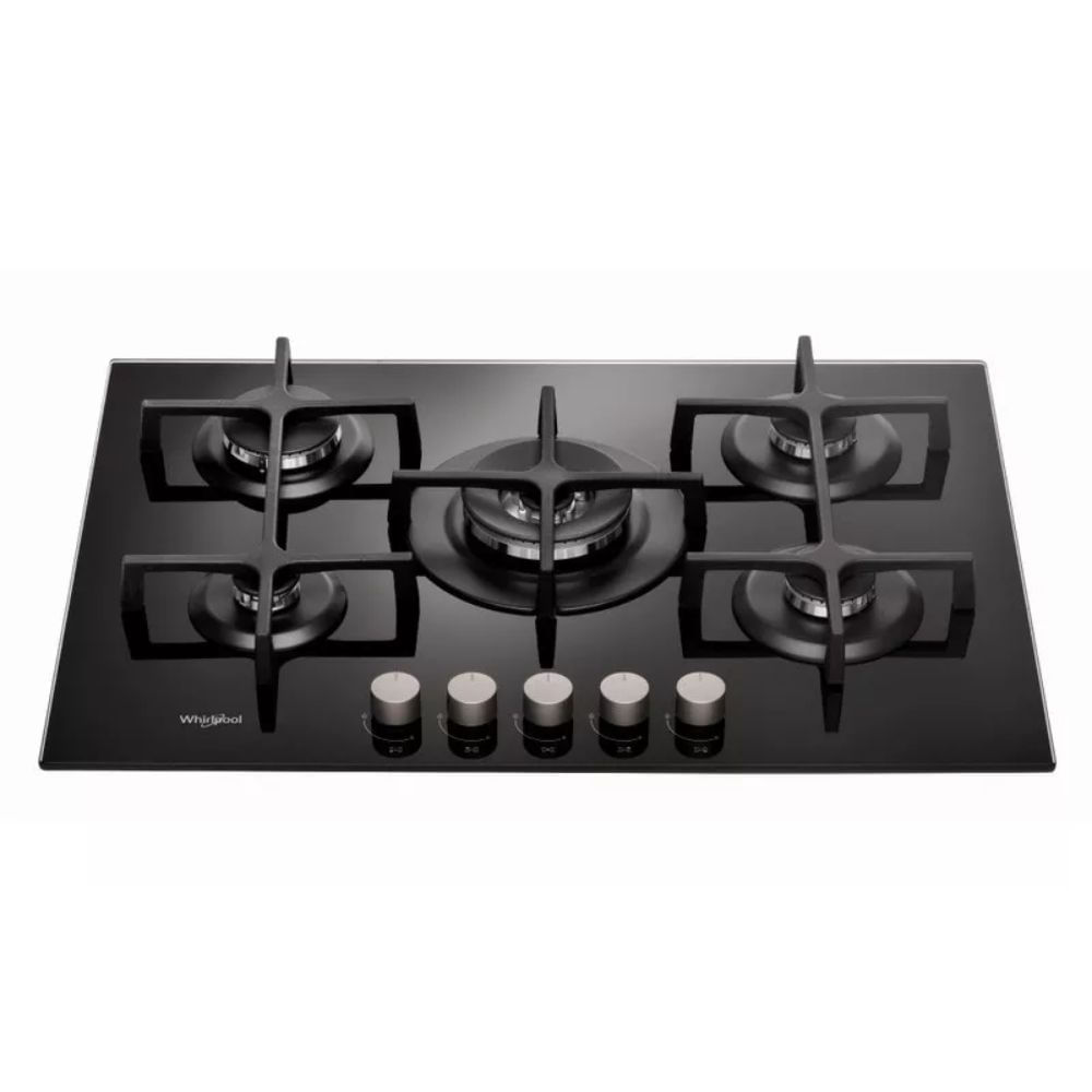 Anafe Vitrocerámico A Gas Whirlpool Goa7523nb 5 Hornallas Negro