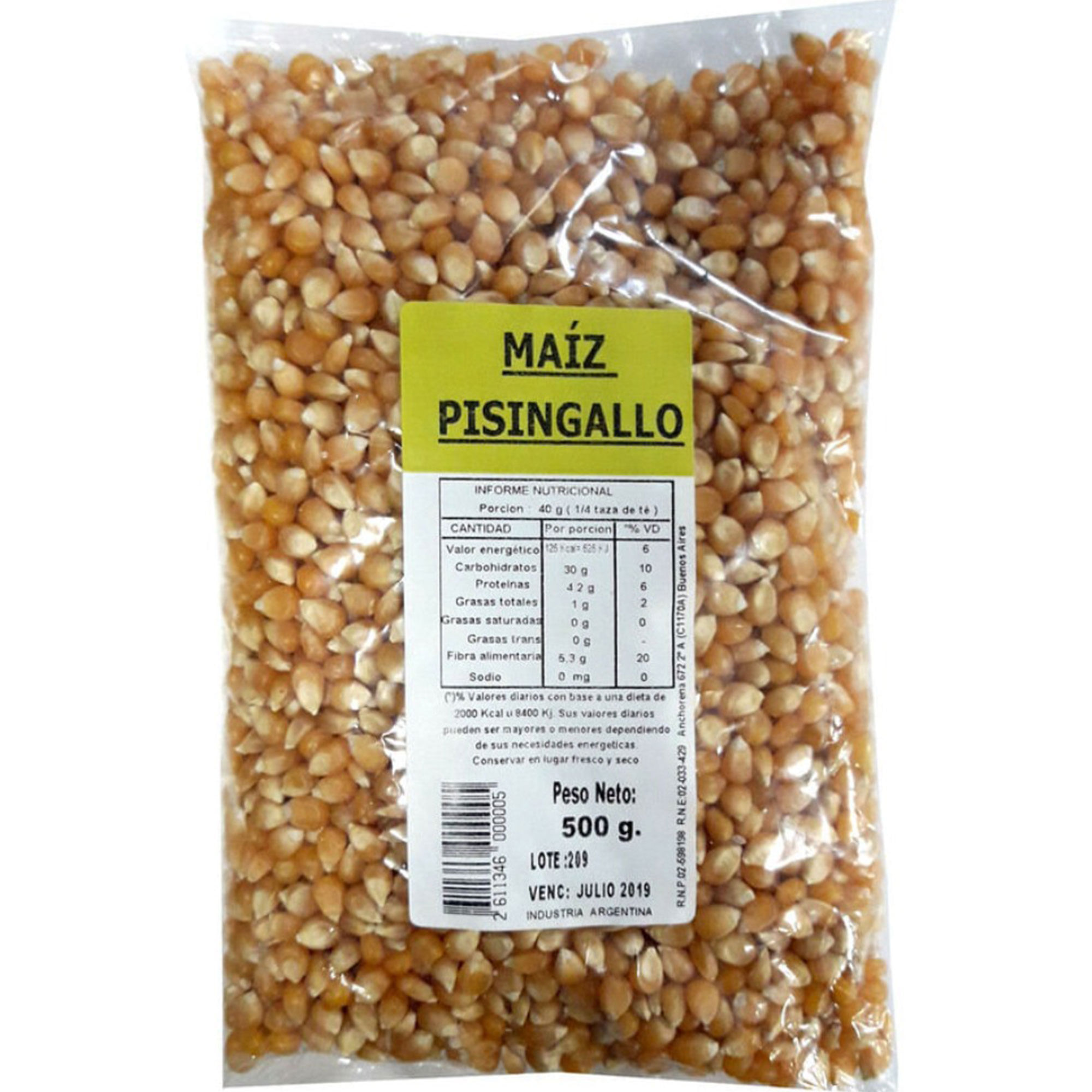 Maíz pisingallo 500 g.