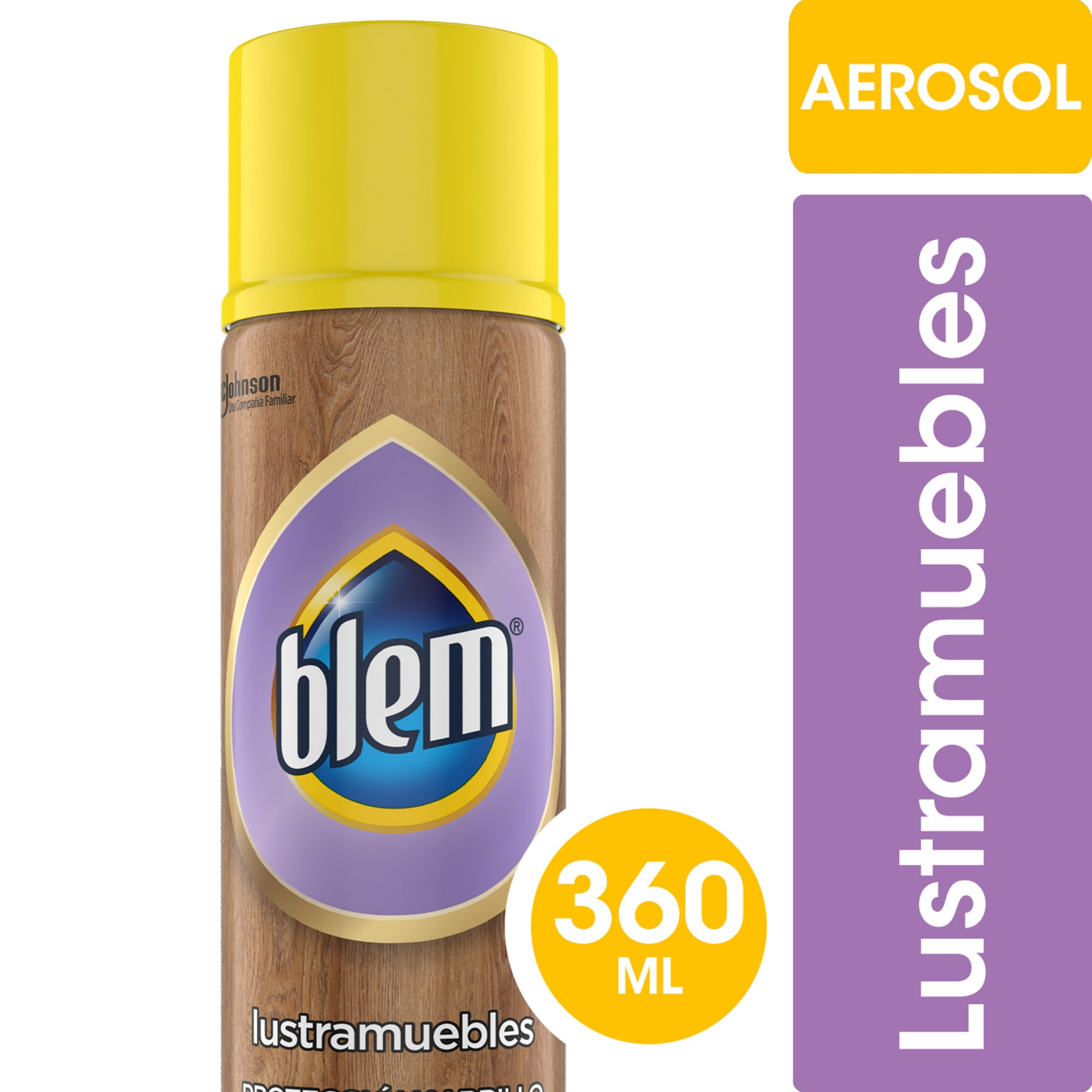 Lustramuebles Blem brillo y protección madera lavanda en aerosol 360 cc.