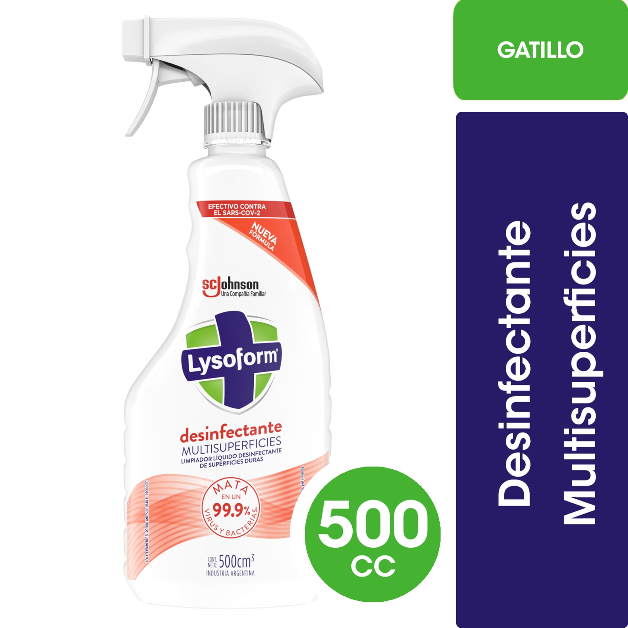 Limpiador líquido desinfectante Lysoform multisuperficies gatillo 500 ml.