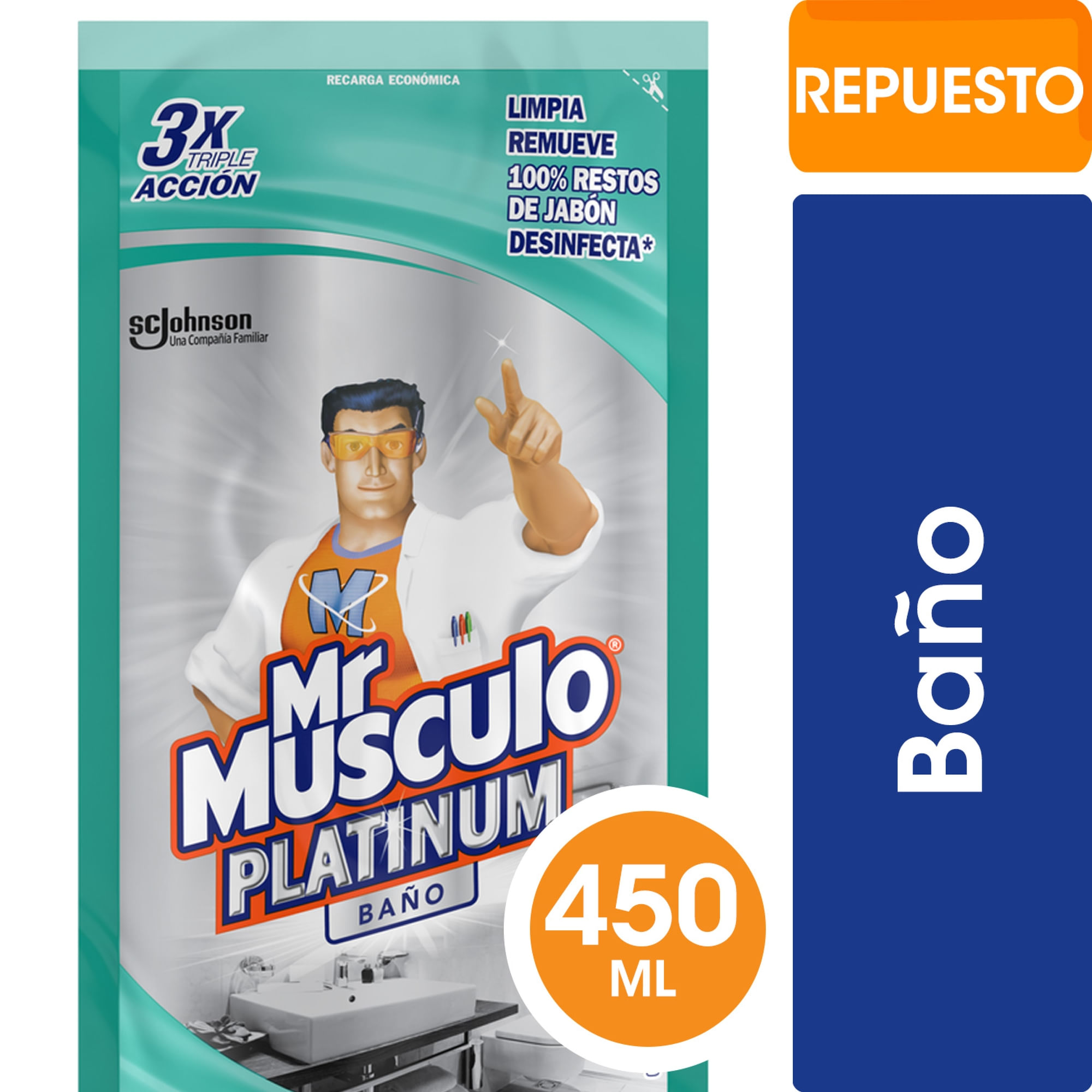 Limpiador De Baño Mr. Músculo Elimina Gérmenes Y Residuos De Jabón 450 Ml