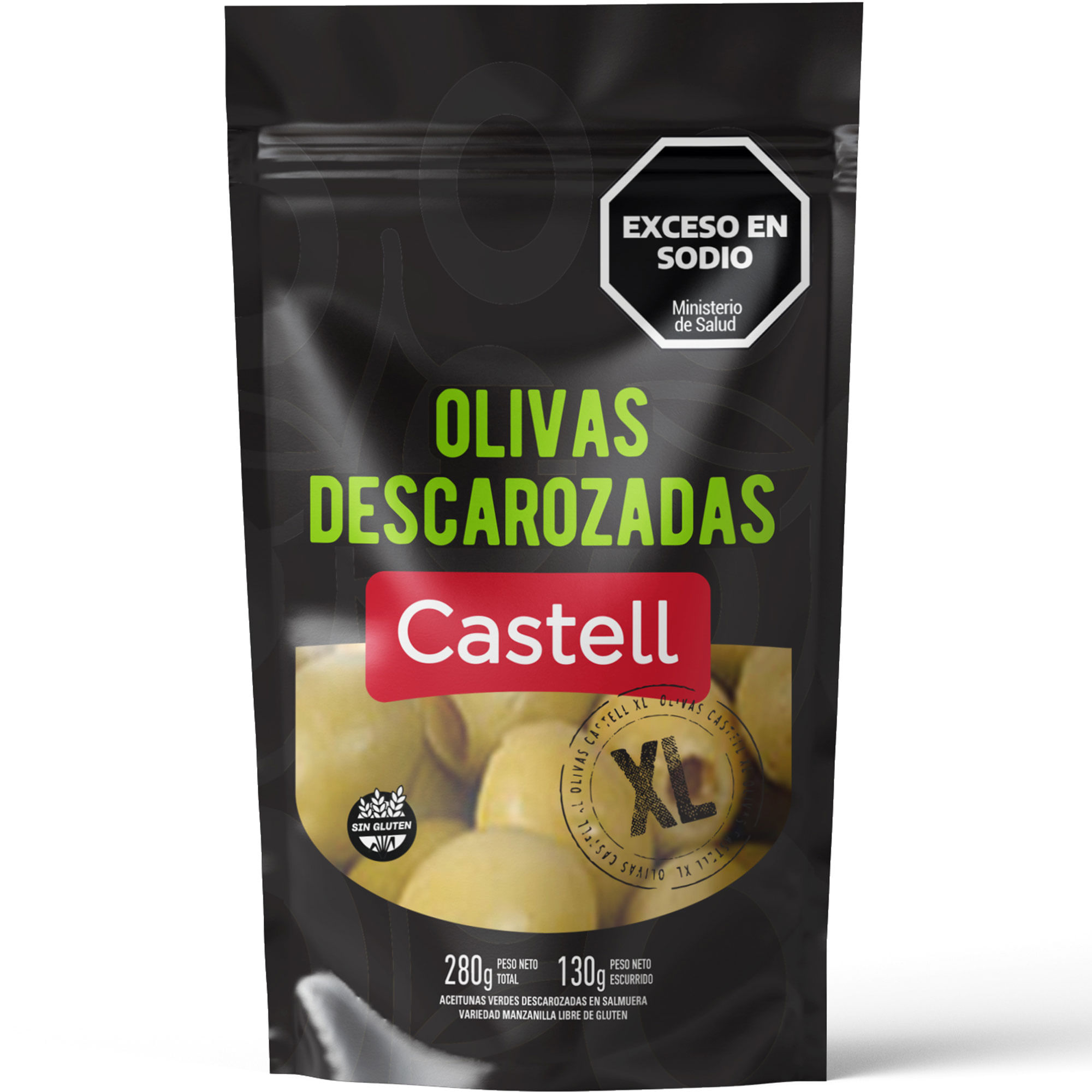 Aceitunas verdes XL descarozadas Castell dp 130 grs