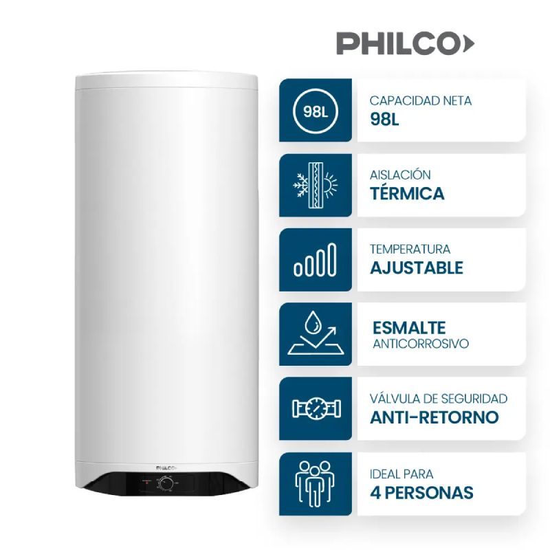 Termotanque EléCtrico Philco 100l Blanco Phtg100bm1