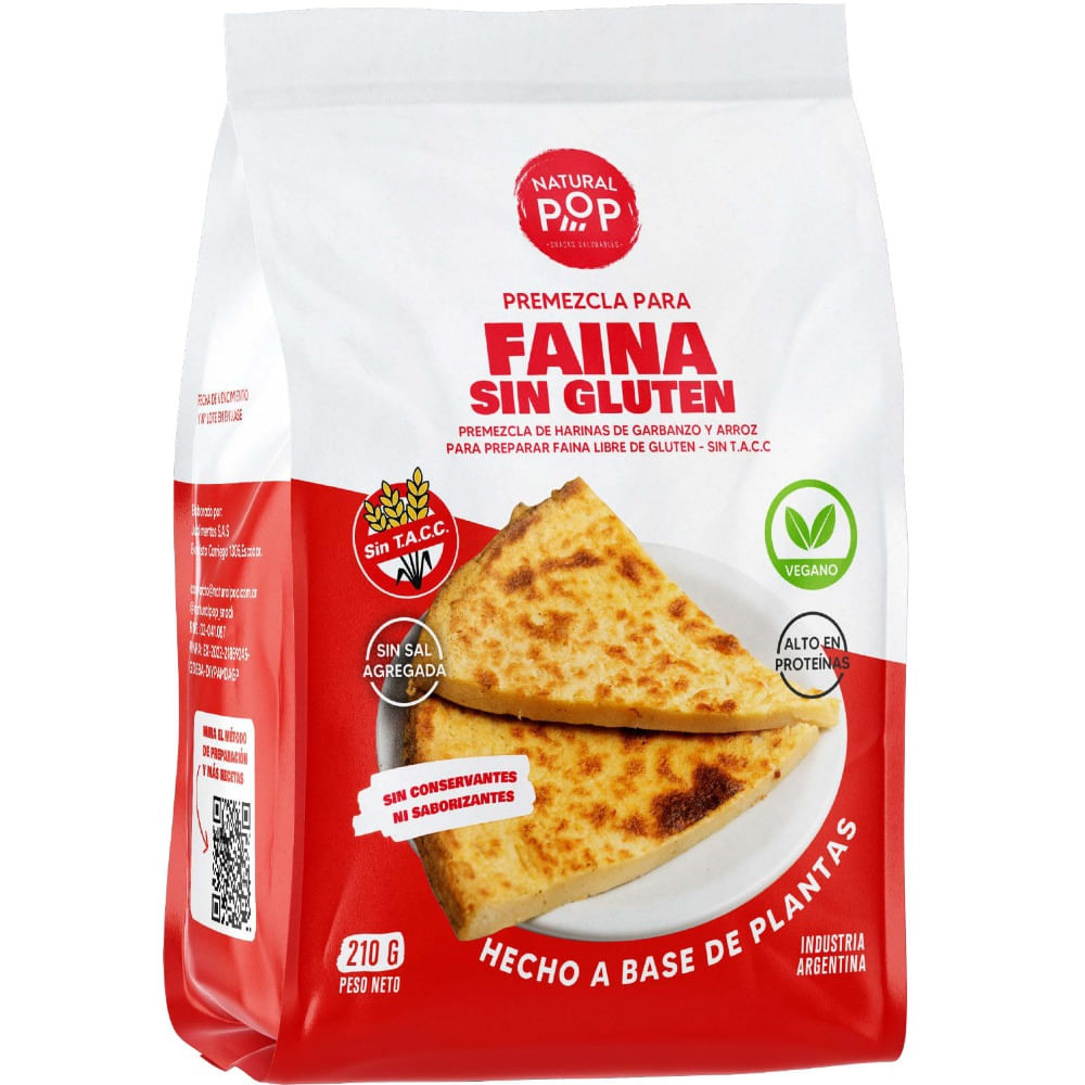 Premezcla Natural Pop sin tacc para faina 210 g.