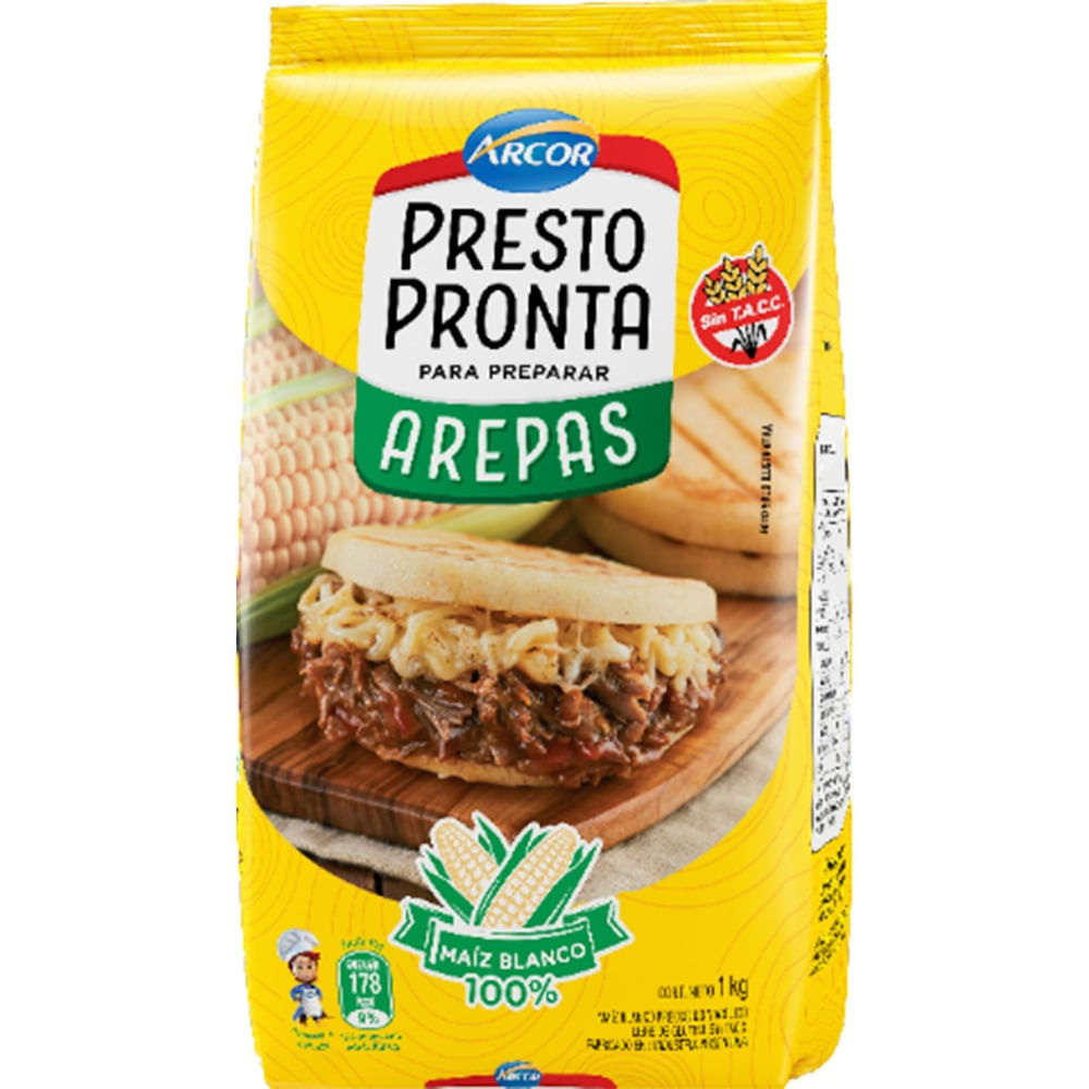Harina de maíz Presto Pronta para arepas 1 kg.