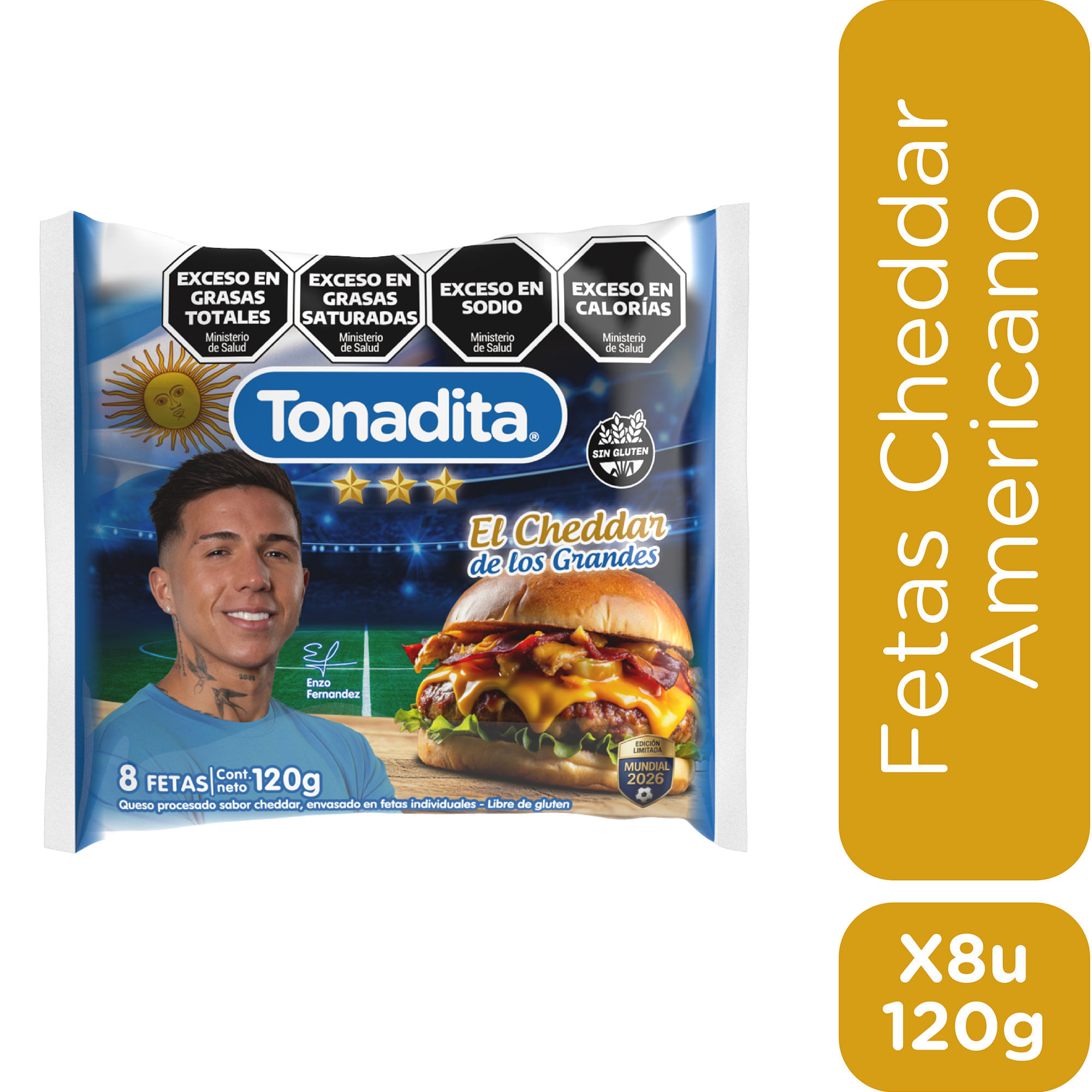 Queso Cheddar Tonadita 10 Fetas 120 G