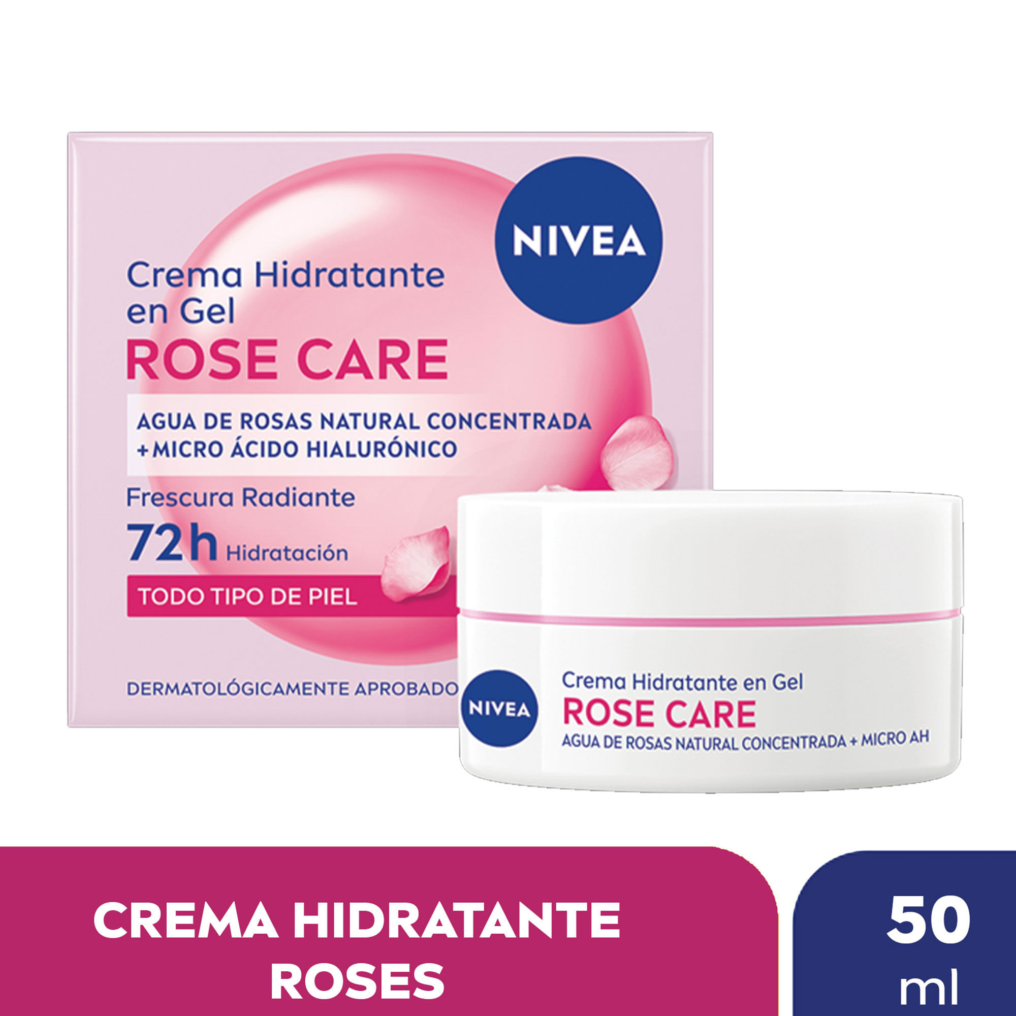 Crema Facial Hidratante Nivea  En Gel Rose Care 50 Ml