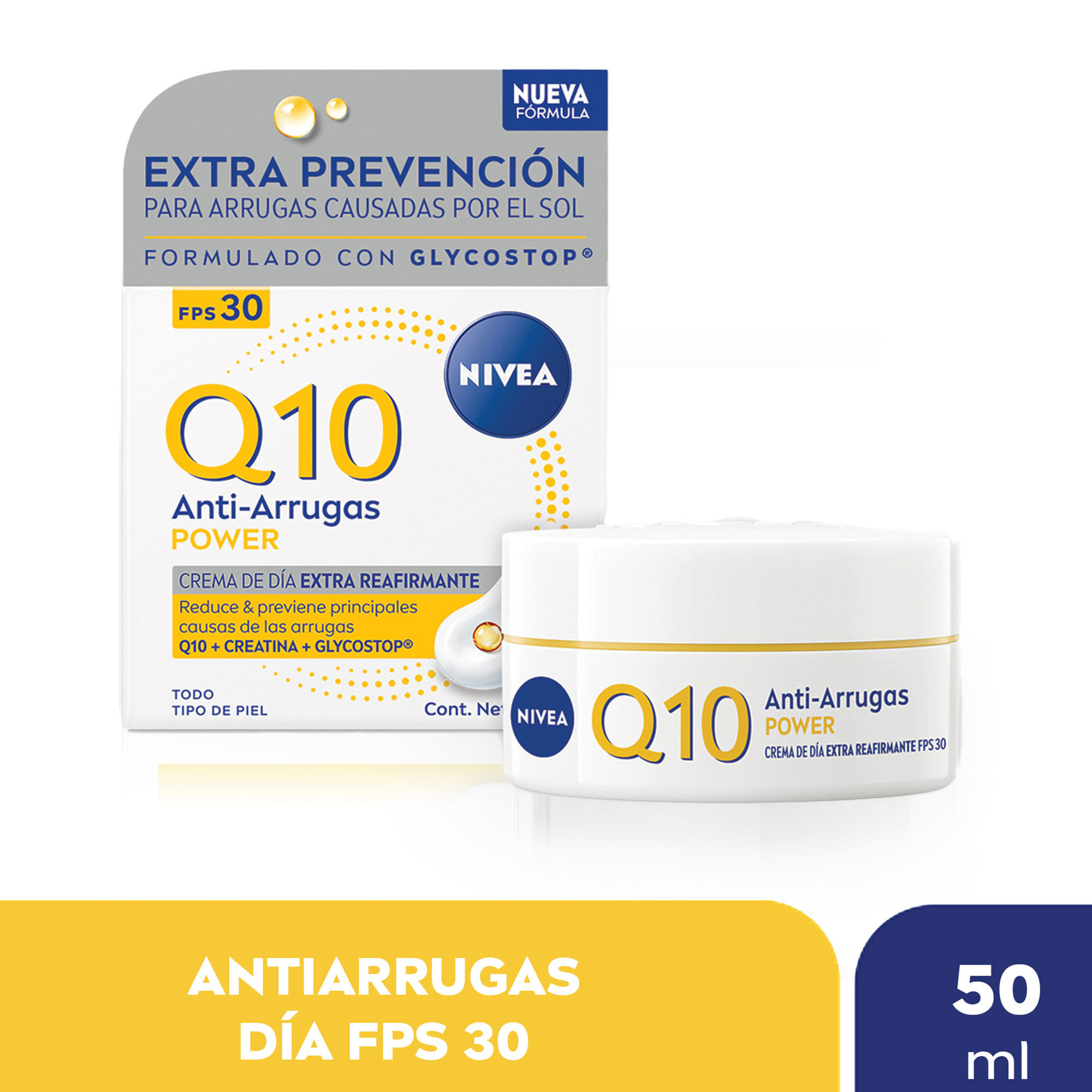 Crema Facial Antiedad De Día Nivea Q10 Power Fps 30 Para Todo Tipo De Piel 50 Ml