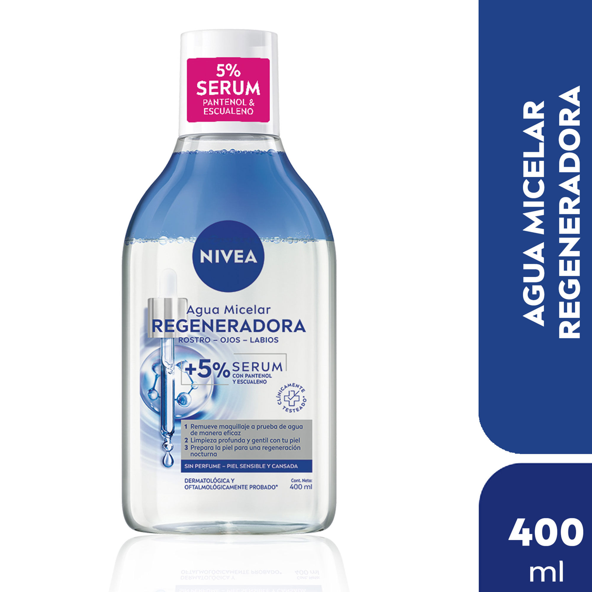 Agua Micelar Nivea Regeneradora Enriquecida Con Sérum Piel Sensible 400 Ml