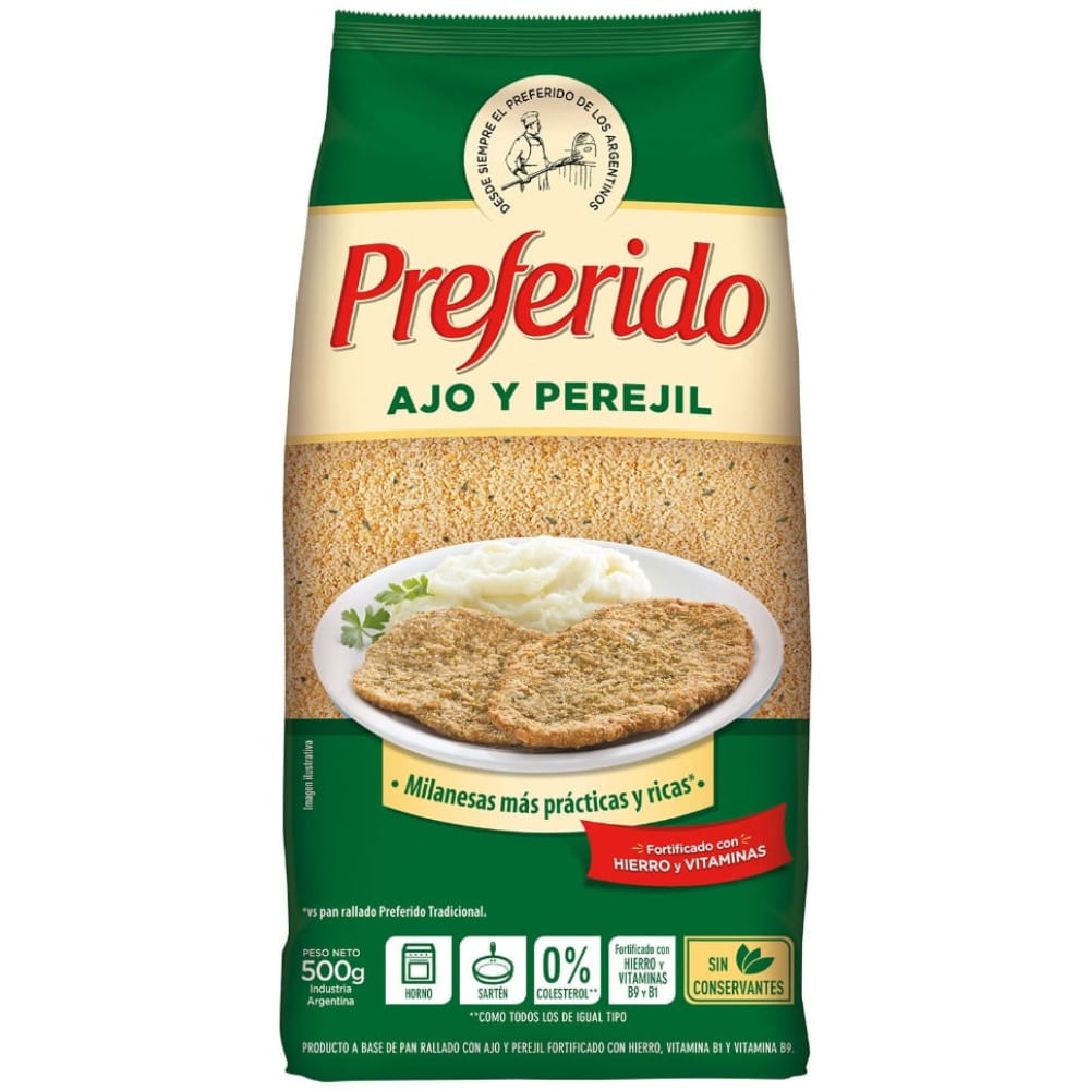 Pan rallado Preferido de ajo y perejil 500 g.