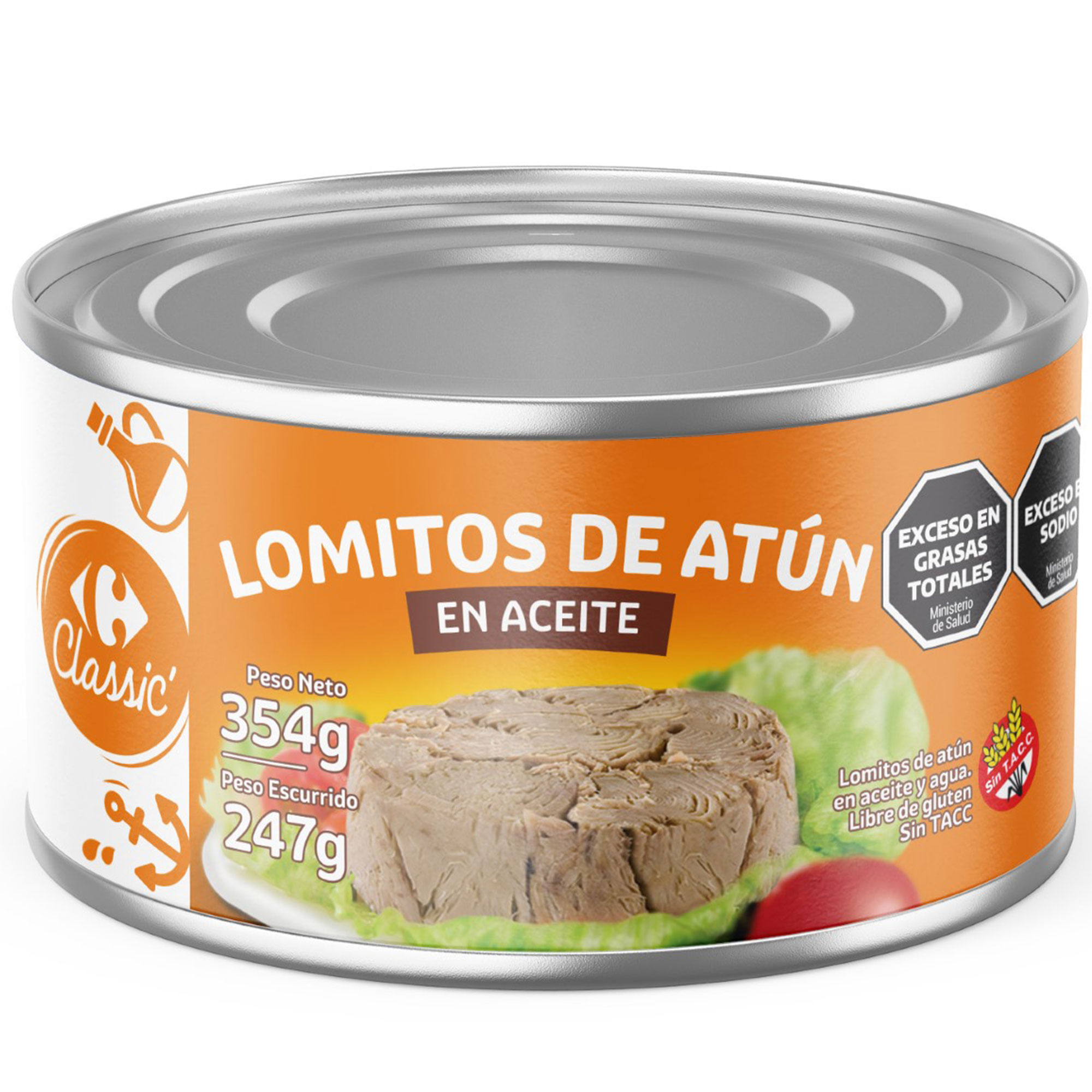 Lomito de atún en aceite Carrefour Classic 354 grs