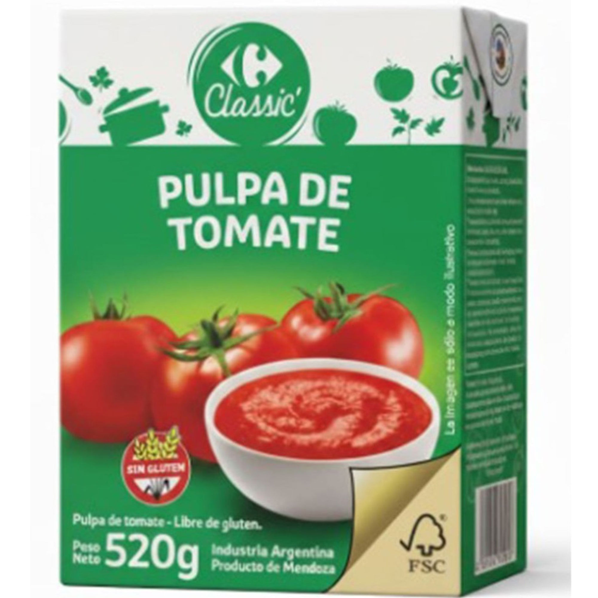 Pulpa de tomate Carrefour Classic tetra 520 grs