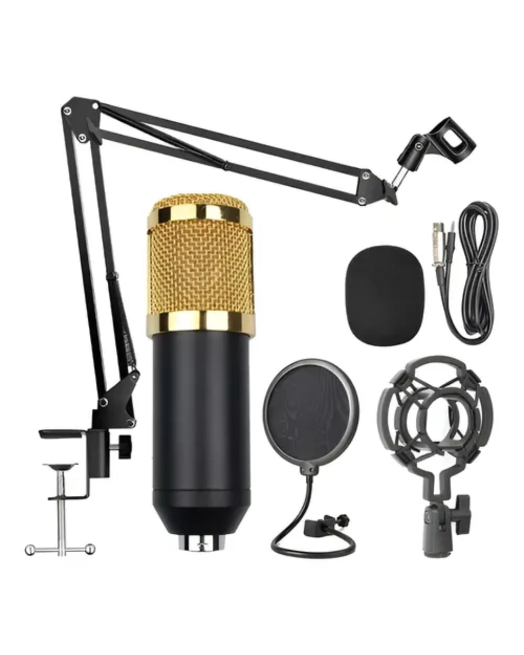 Kit Microfono De Escritorio Omnidireccional Soporte Brazo Antipop ArañA