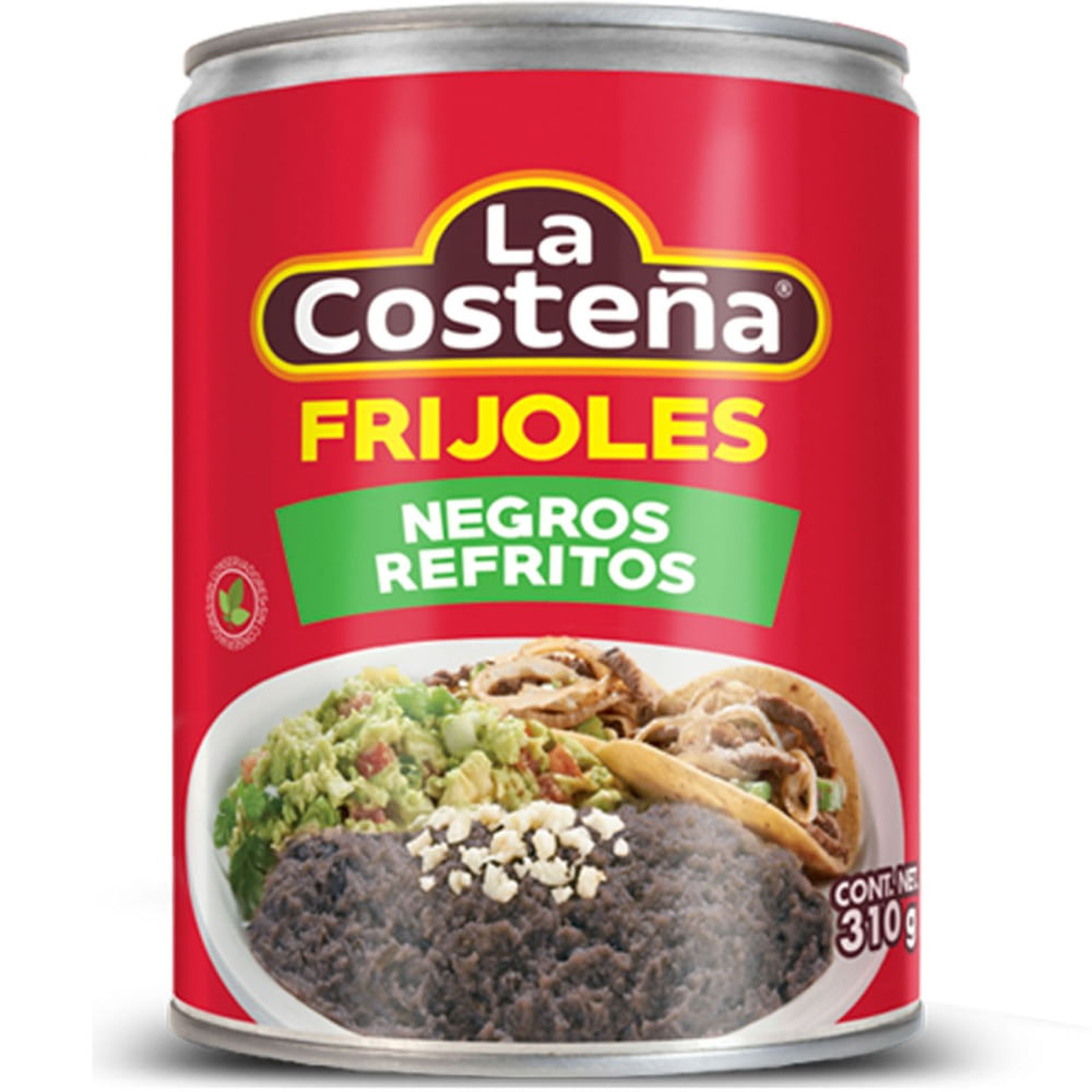 Frijoles La Costeña negros refritos lata 400 g.