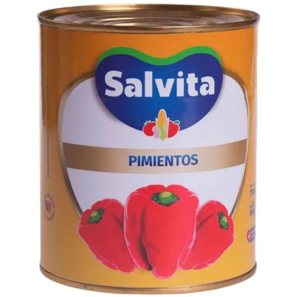 Pimientos enteros rojo Salvita enlatado 750 grs