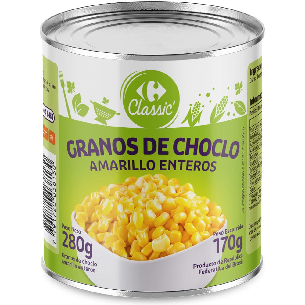 Choclo en granos Carrefour Classic en lata 280 grs