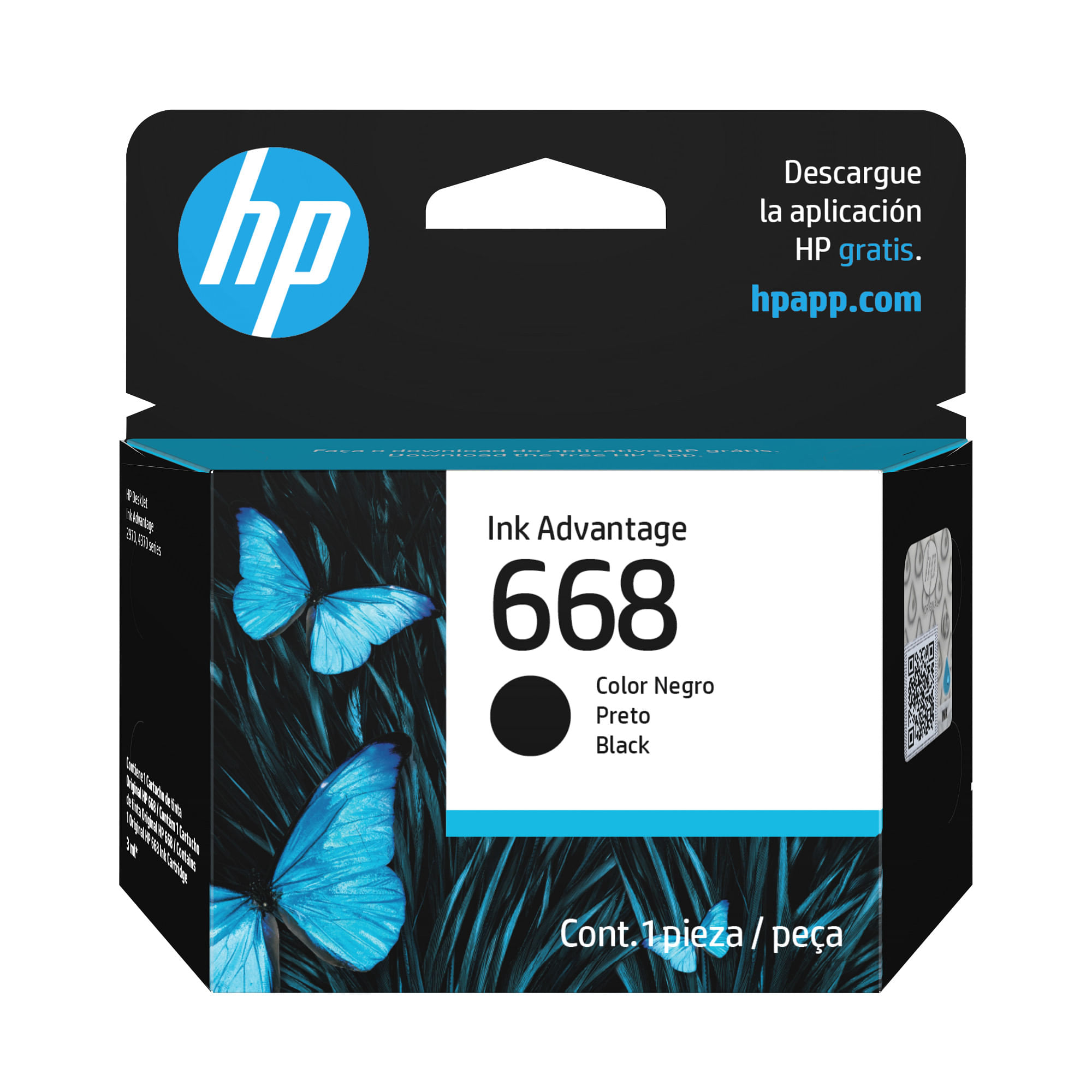 Cartucho HP 668 negro 7fp37vl