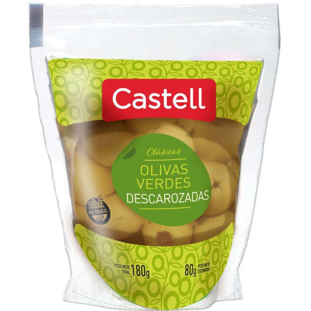 Aceitunas verdes descarozadas Castell 80 grs