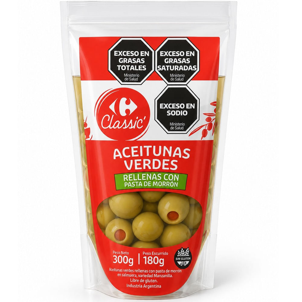 Aceitunas verdes rellenas Carrefour Classic 180 grs