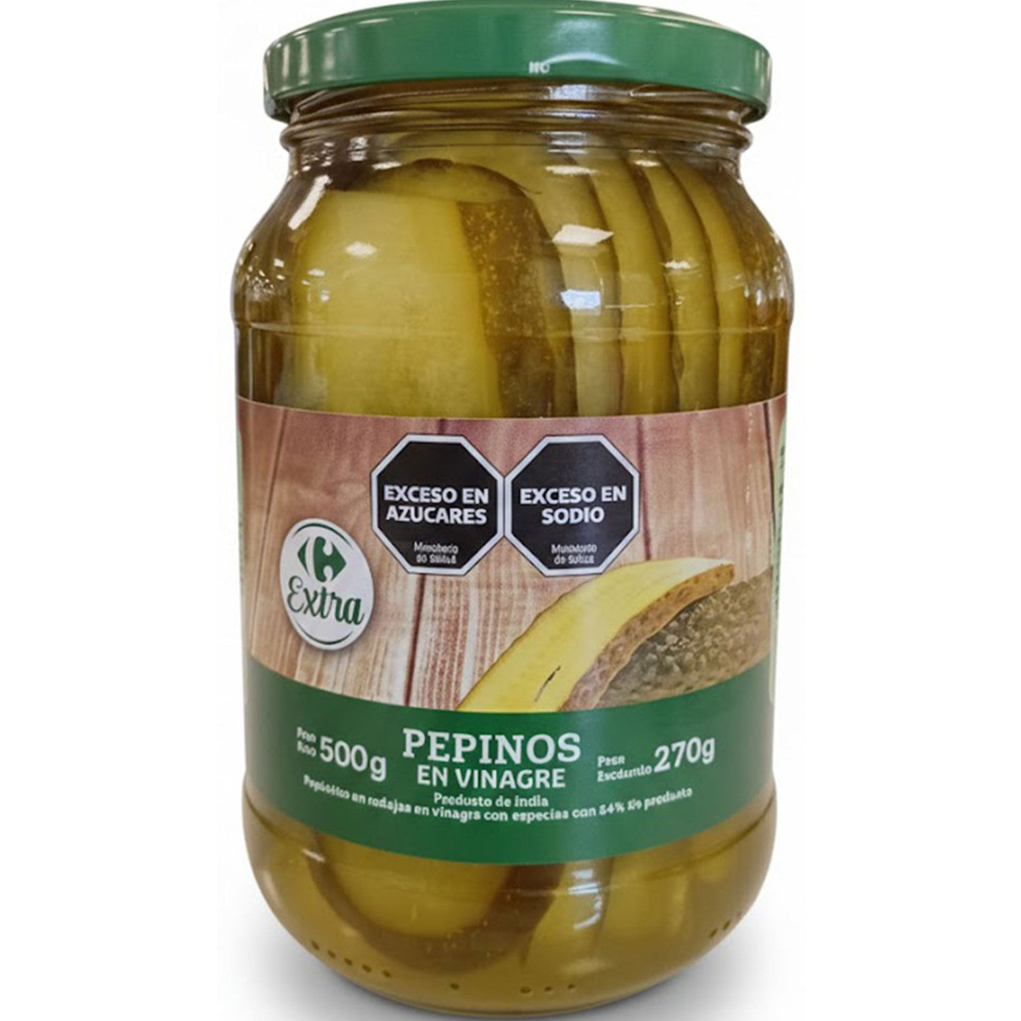 Pepinillos en rodajas Carrefour Extra 500 grs