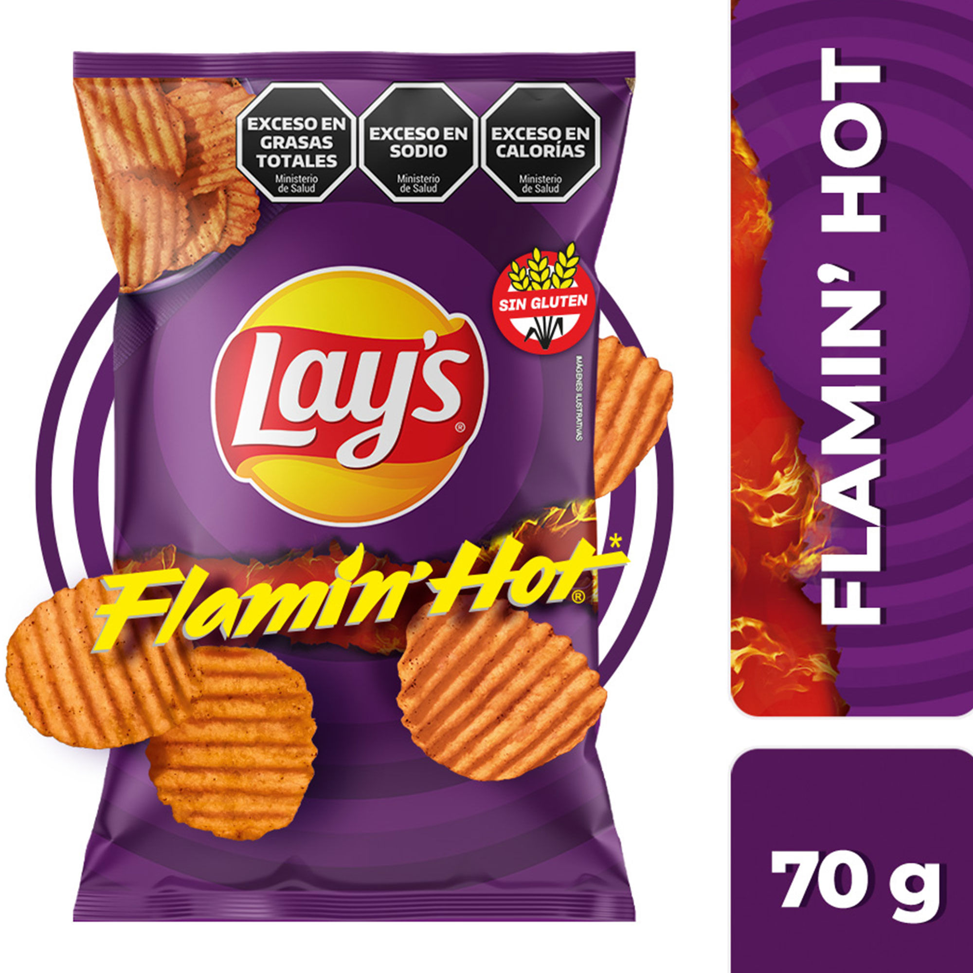 Papas Fritas Lays Ondas Sabor A Flamin' Hot 70 G