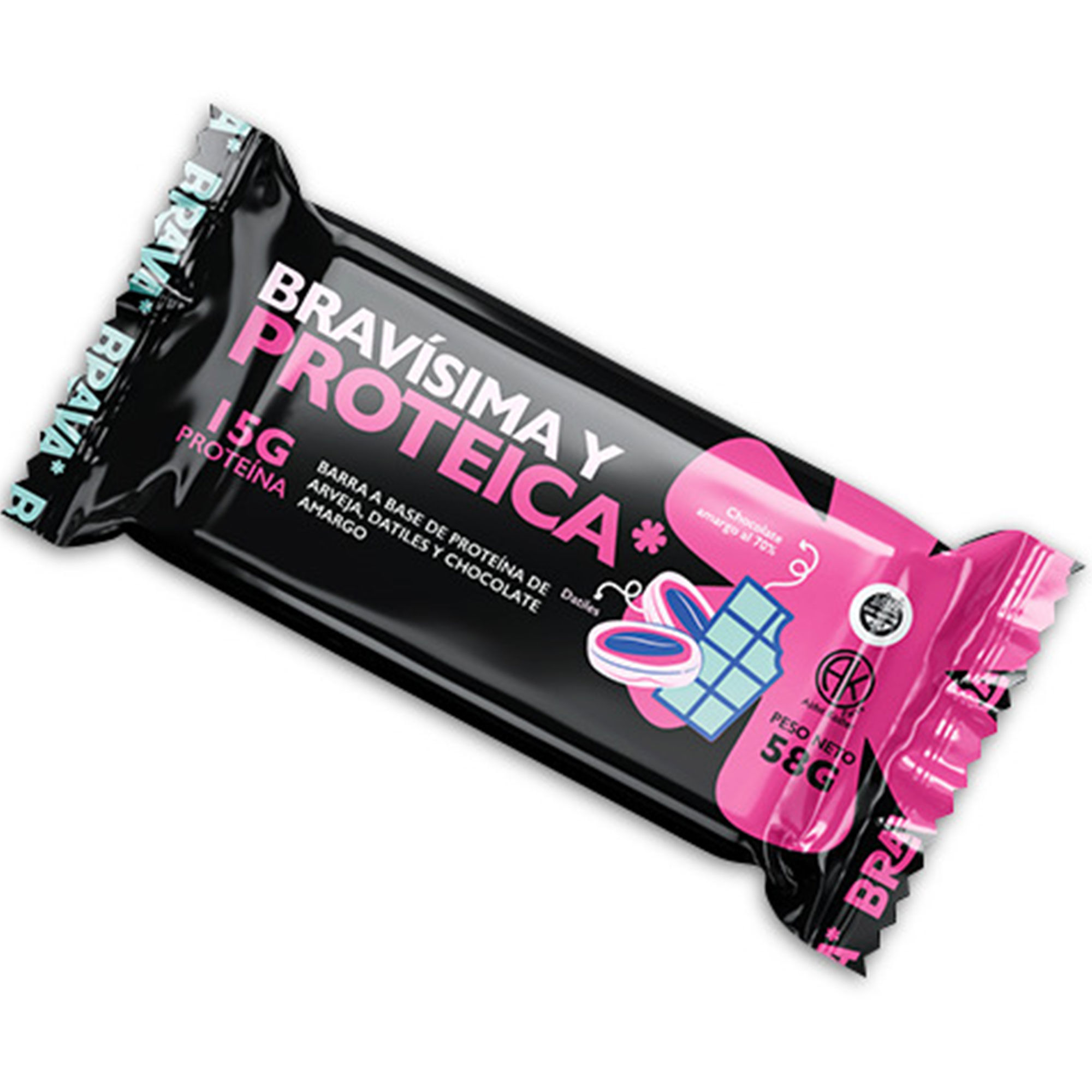 Barra proteica Brava chocolate y datiles 45 grs