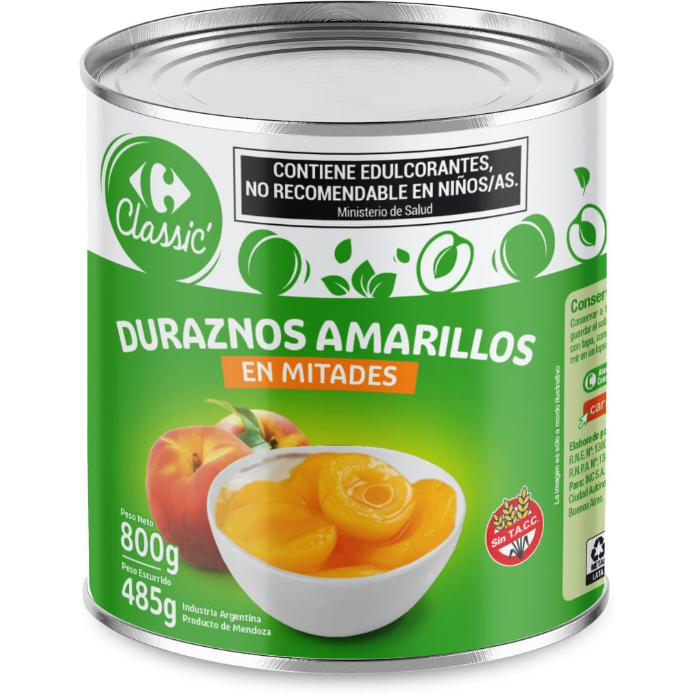 Duraznos en mitades light Carrefour Classic 800 g